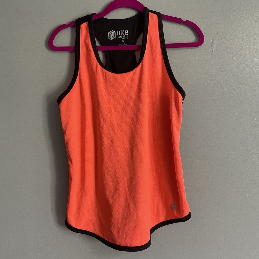 Women’s BKE SPORT Medium Workout Razorback Tank Top Lace Back Orange